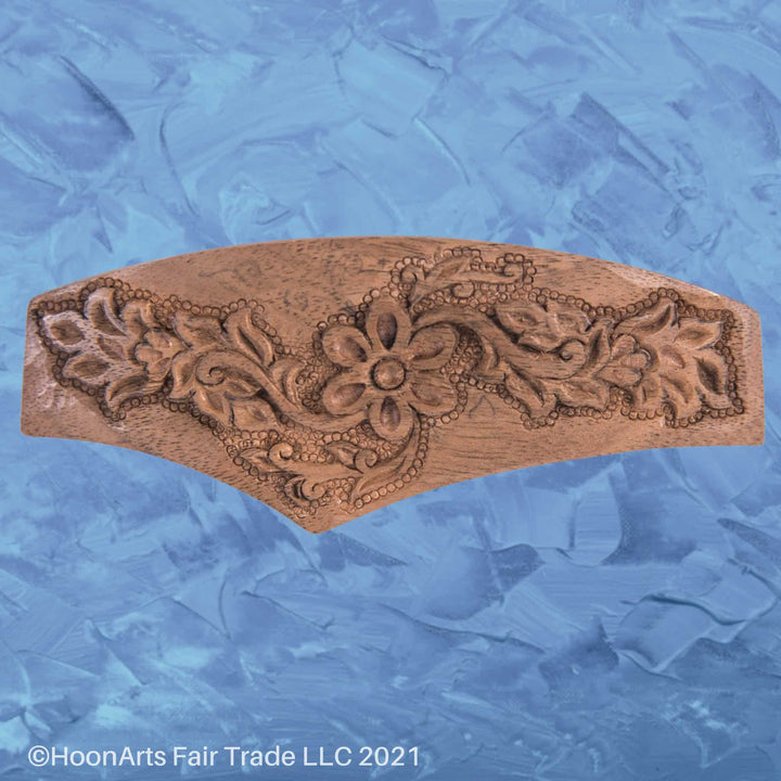 Hand Carved Ornamental Wooden Barrettes, Clip-Walnut & Apricot - Fair Trade - HoonArts - 7