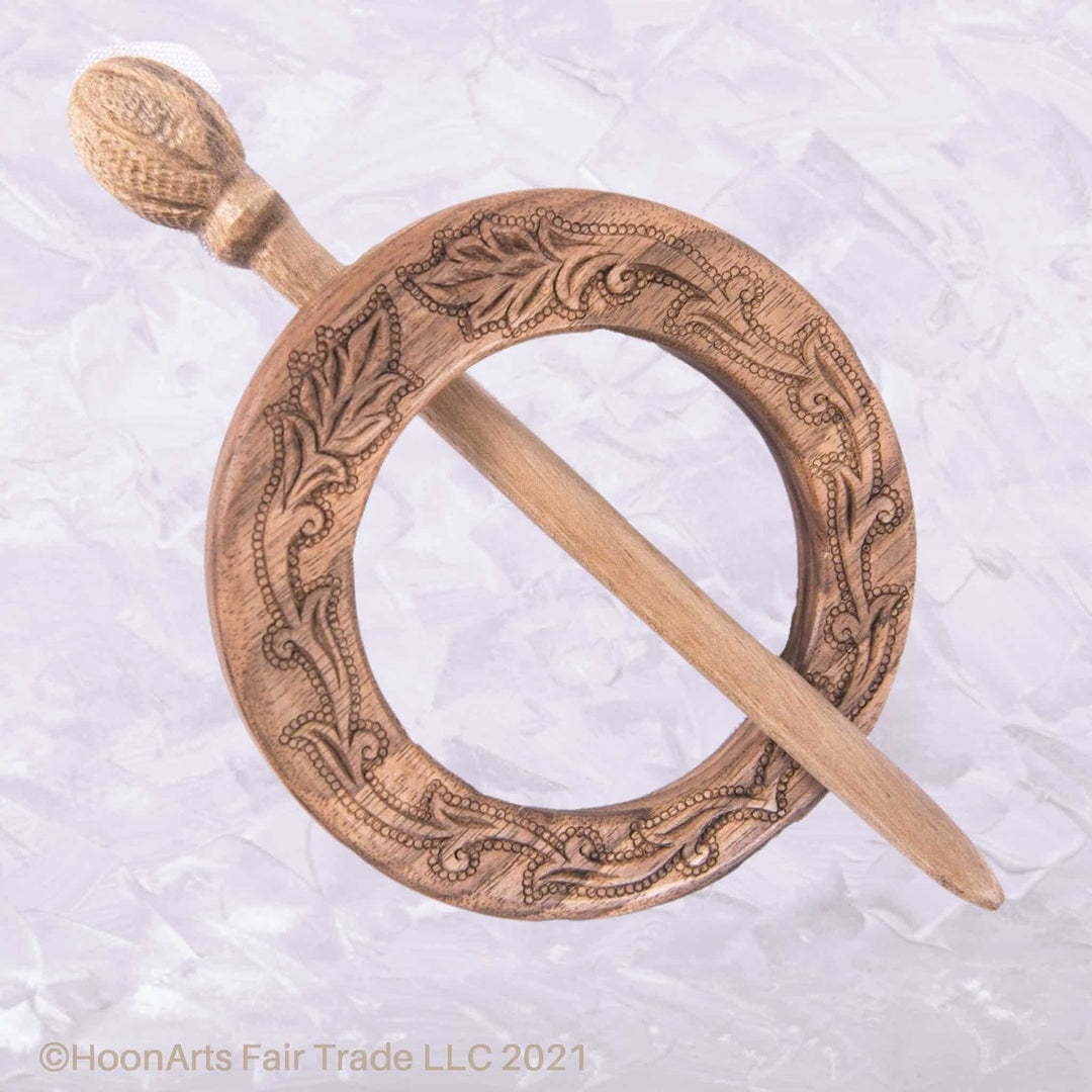 Hand Carved Ornamental Wooden Barrettes Hair Stick - Fair Trade (4 Styles) - HoonArts - 2