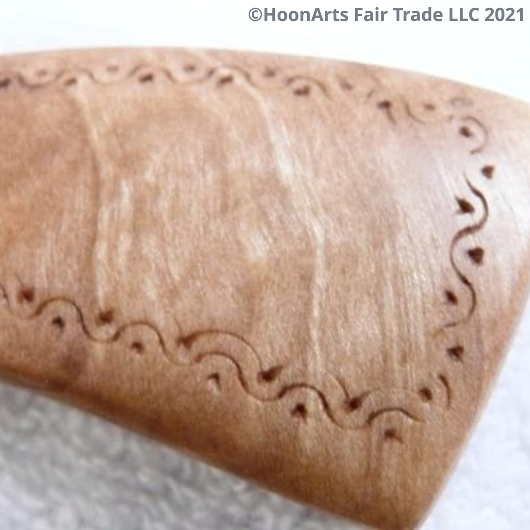 Hand Carved Wooden Comb with Handle-Walnut - Fair Trade (Wide Teeth or Narrow Teeth) - HoonArts - 5