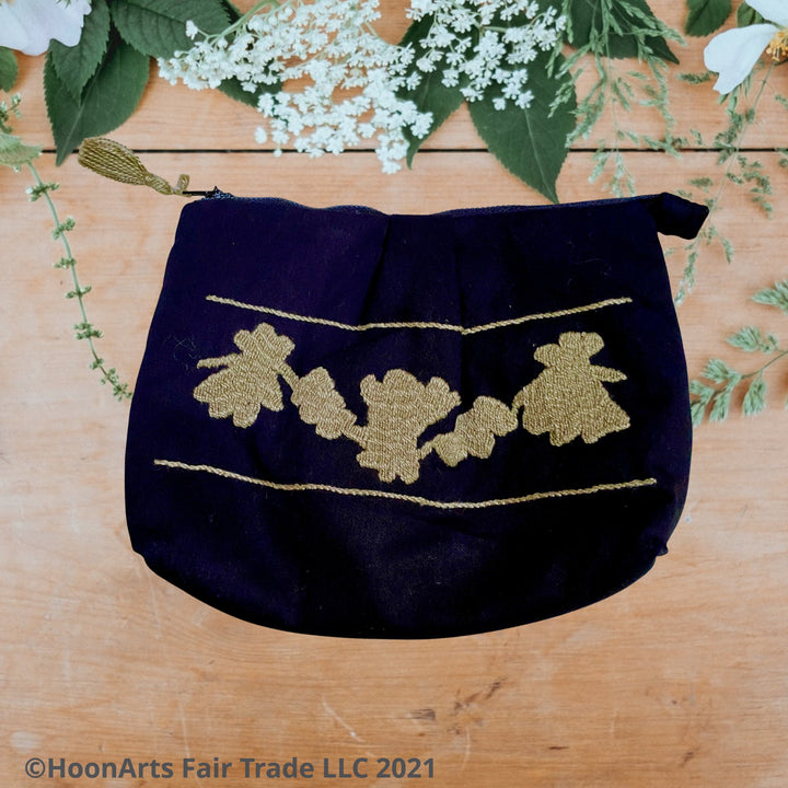 Black & Taupe Retro Clutch With Hand Embroidery Beautiful Design To Match Any Outfit And Any Occasion | HoonArts