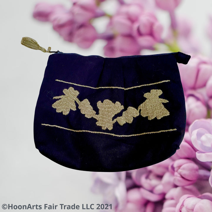Hand Embroidered Black & Taupe Clutch For Any Casual Wear Or Events | HoonArts Fair Trade