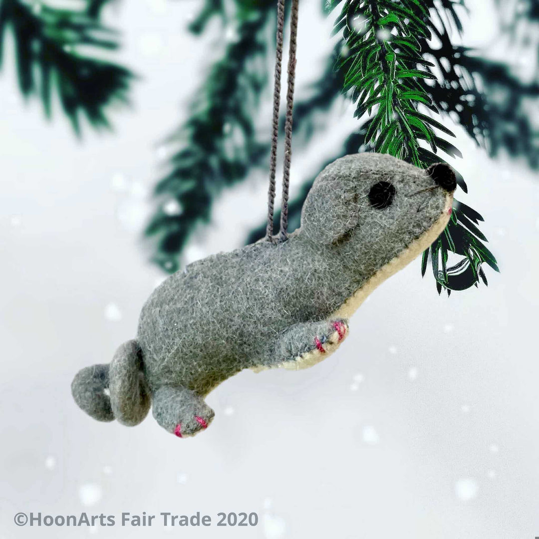 Tiny Mouse Felt Christmas Ornament from Kyrgyzstan