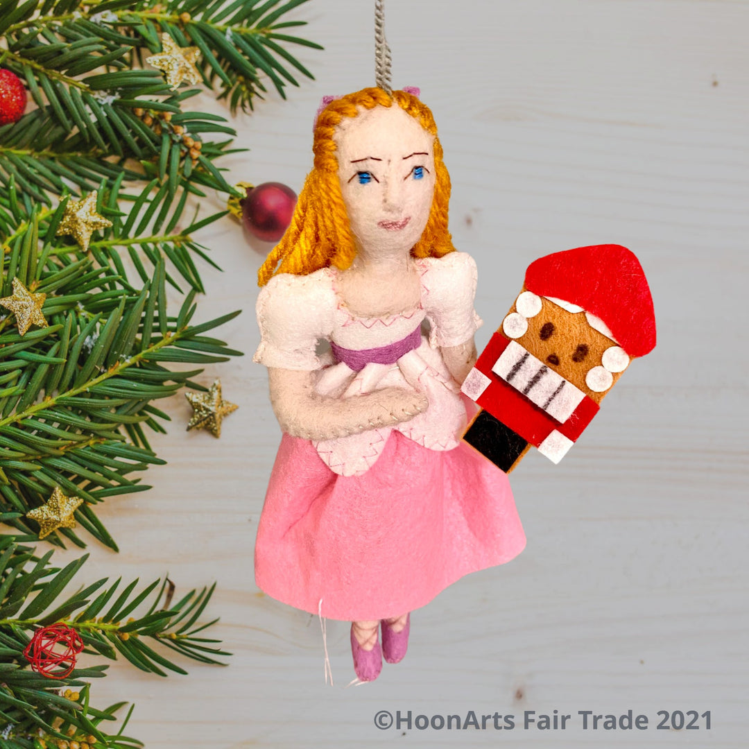Clara from the Nutcracker Fair Trade Felt Ornament r