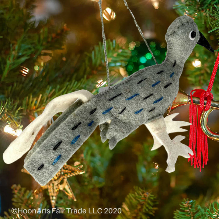 Kyrgyz Felt Christmas Ornament-Roadrunner Bird | HoonArts