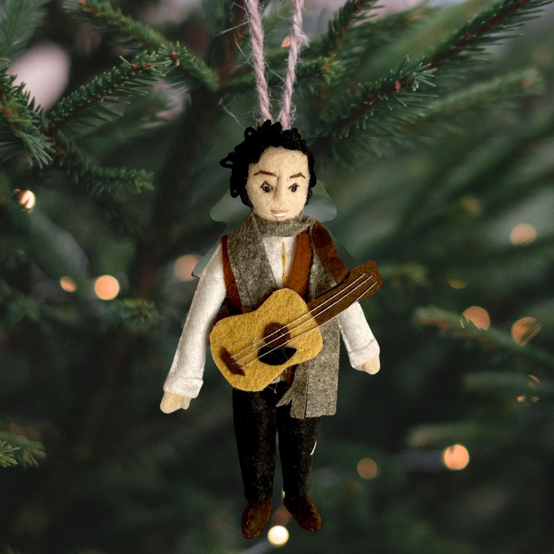 Handmade Bob Dylan Christmas ornament made from felt | HoonArts