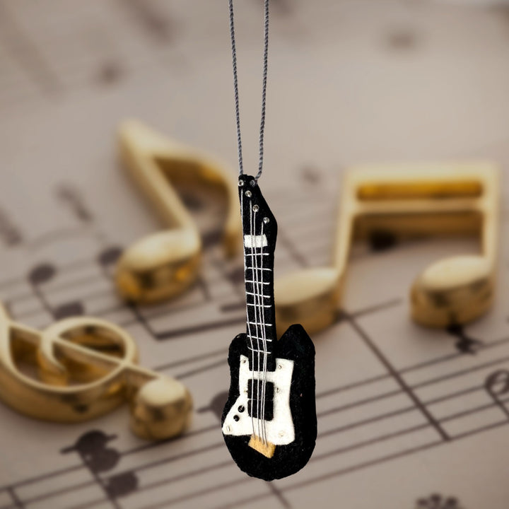 Handmade Felted Christmas Ornament - Guitar Musical Instrument