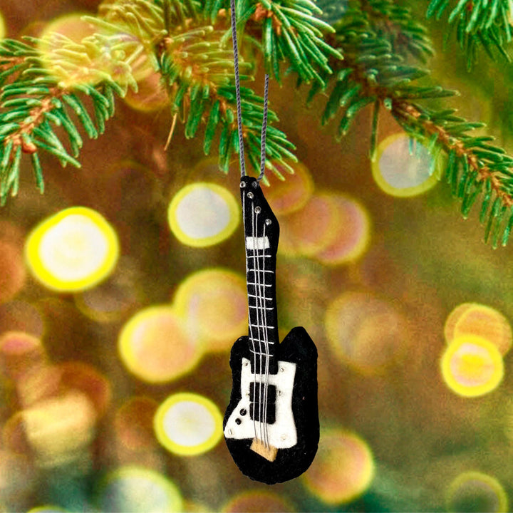 Handmade Felted Christmas Ornament - Guitar