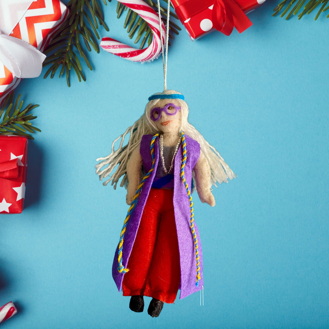Felted Character Christmas Ornament - ,Janis Joplin