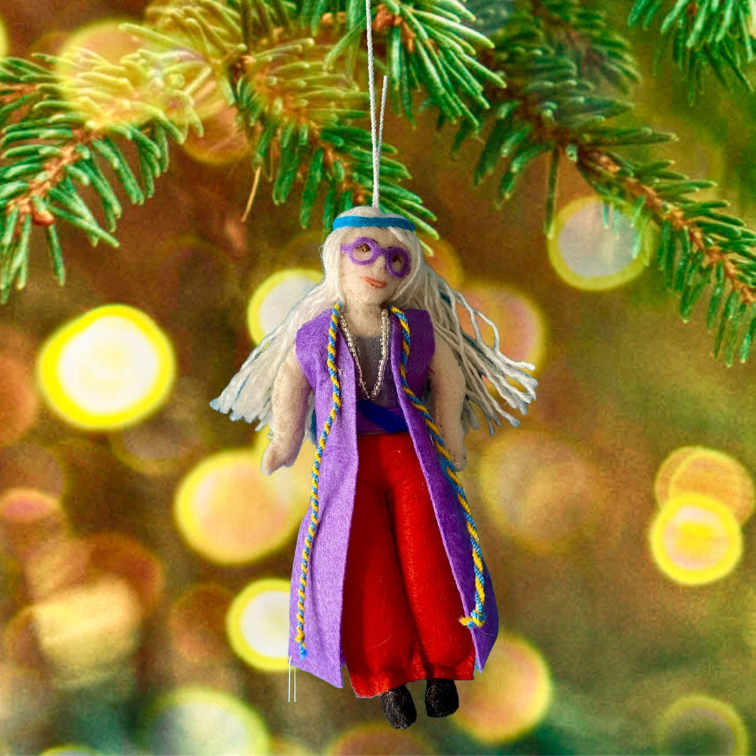 Handmade Felted Christmas Ornament - Janis Joplin