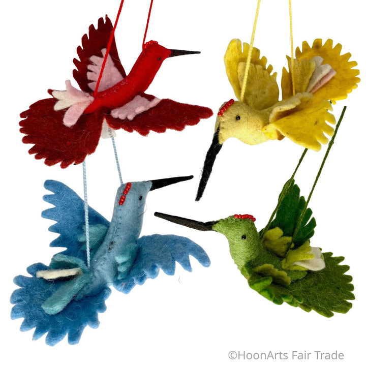 Handmade Kyrgyz Felted Hummingbird Ornament