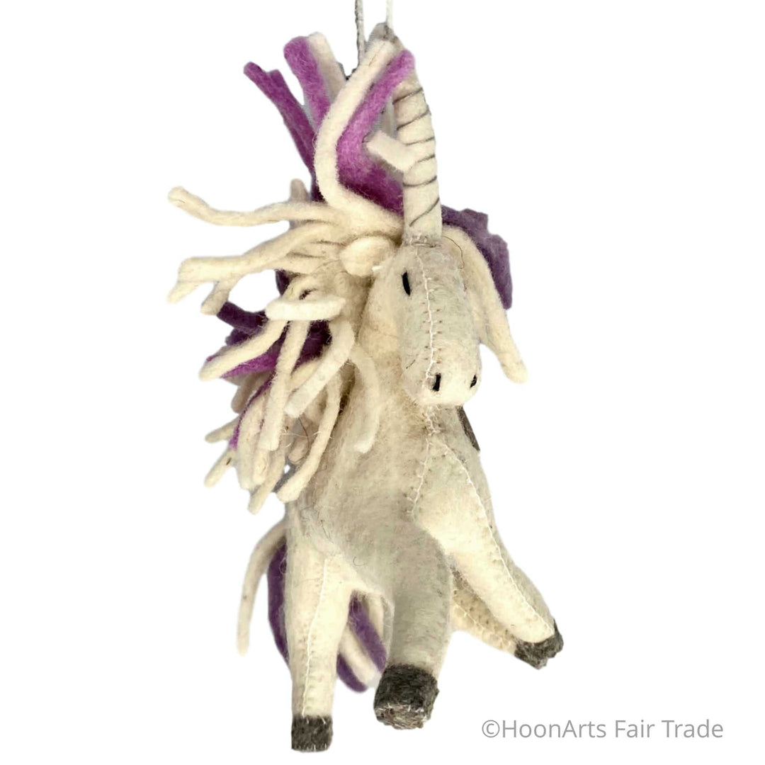 Handmade Unicorn Christmas Ornament-Purple Mane