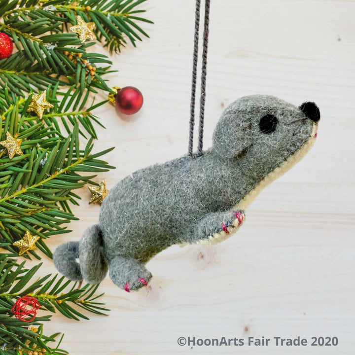 Tiny Mouse Felt Christmas Ornament from Kyrgyzstan