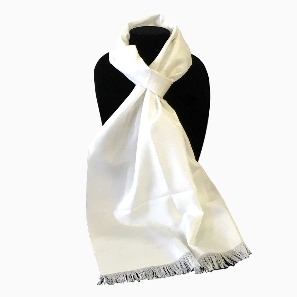 Handwoven White Silk Scarf -IkatUz