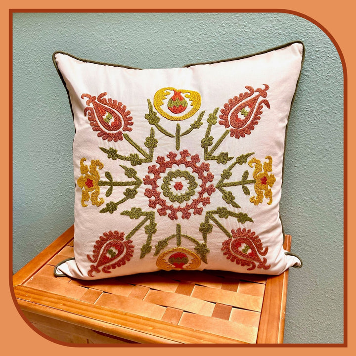 Turkestan embroidered pillow cover