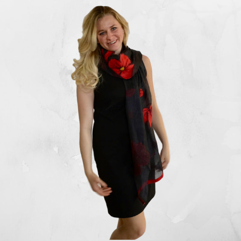 black dress red scarf Brown Multi Geometric Print Satin Scarf - All Accessories main image 0