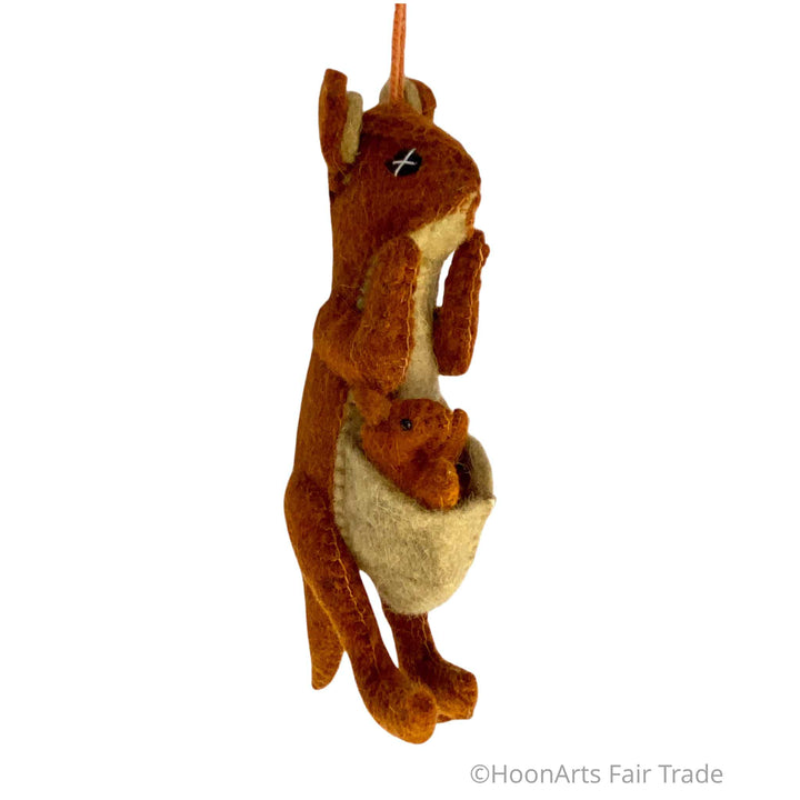 Handmade Christmas Ornament-Felt Kangaroo with Joey 