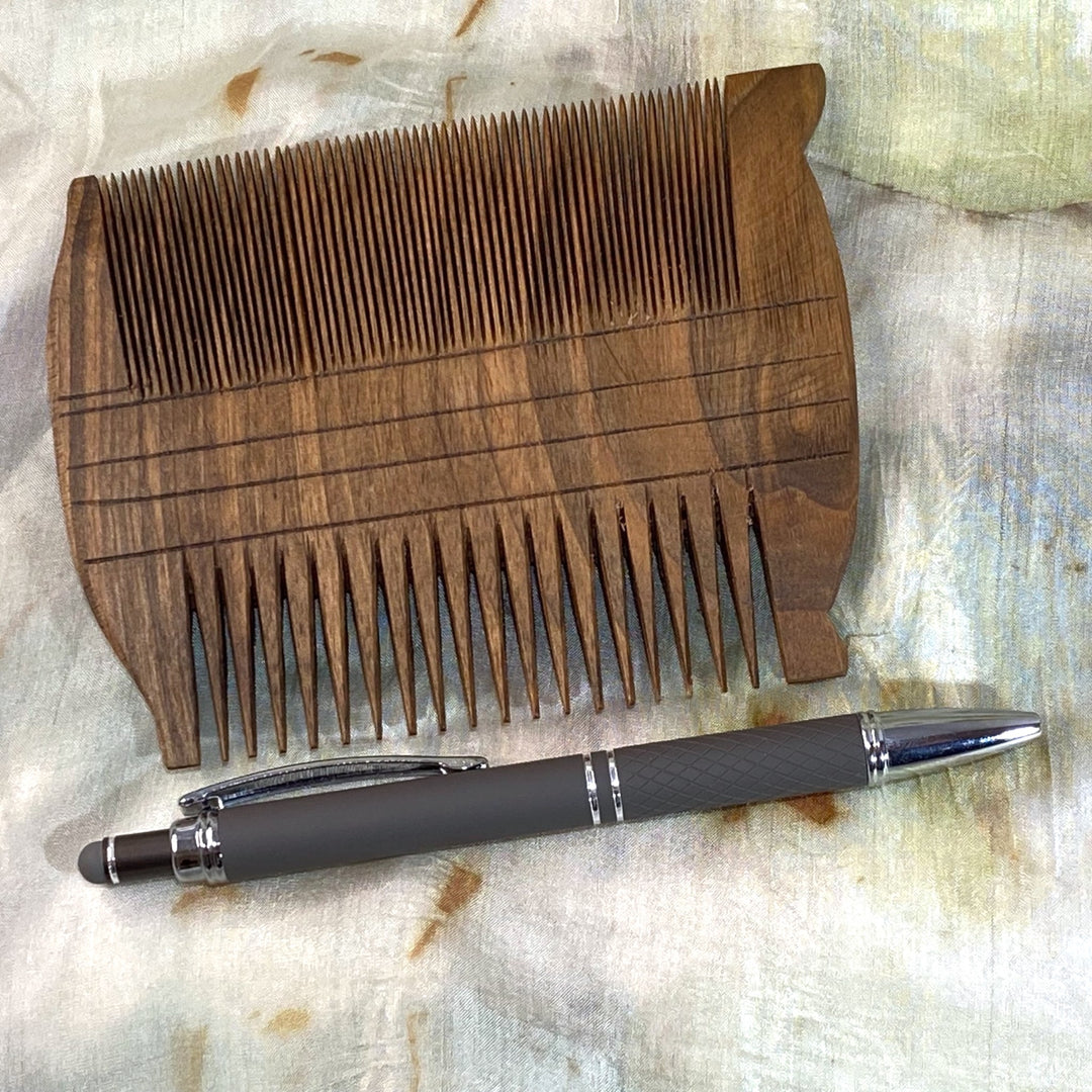 Egyptian Comb Reproduction-Double-Sided Showing Scale in Comparison to Pen