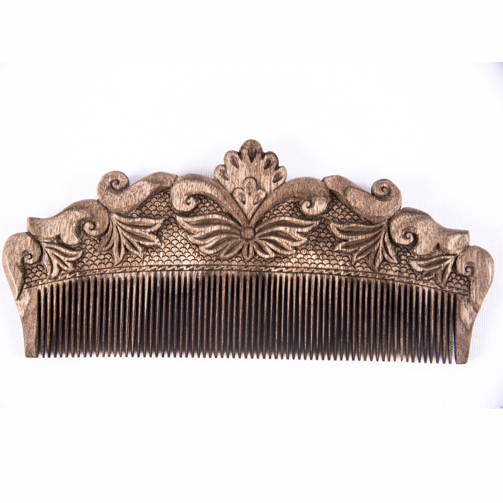 Hand Carved Ornamental Wooden Comb, Large - Fair Trade - HoonArts - 1