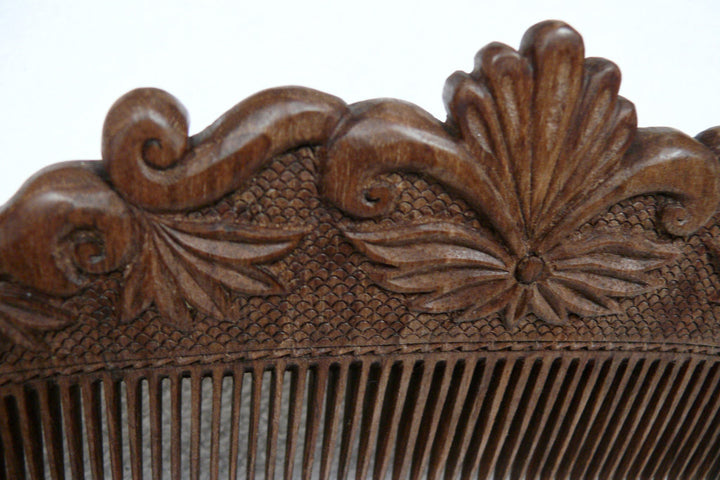 Hand Carved Ornamental Wooden Comb, Large - Fair Trade - HoonArts - 3