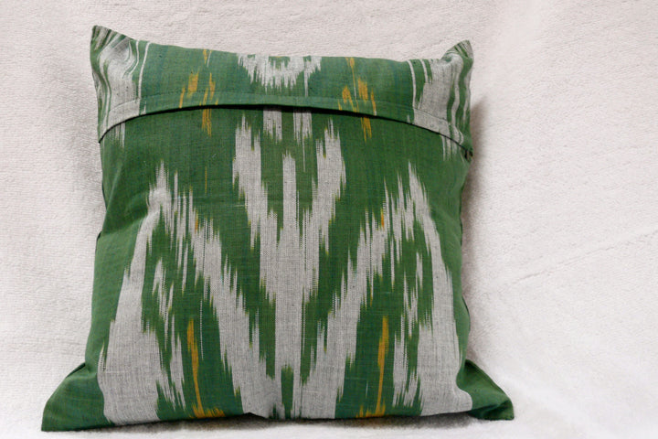 Ikat and Embroidery Pillow Cover, "Kurok" (Patchwork), - HoonArts - 2