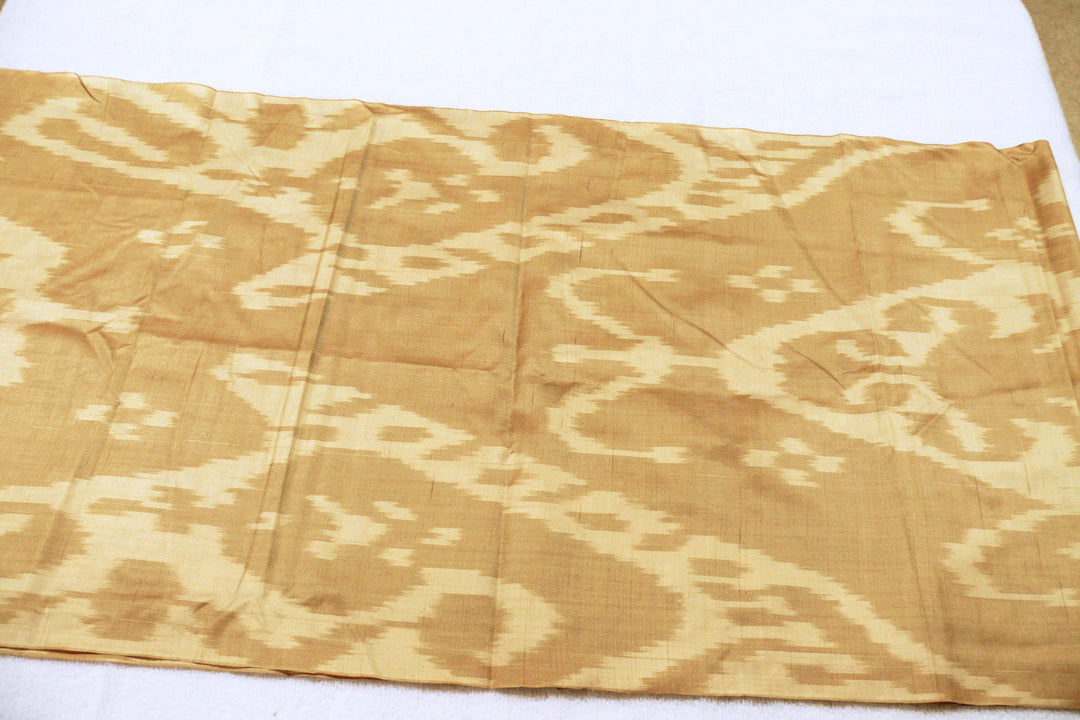 Hand-dyed, Handwoven, Ikat Fabric, Silk Brown and Tan - HoonArts - 2