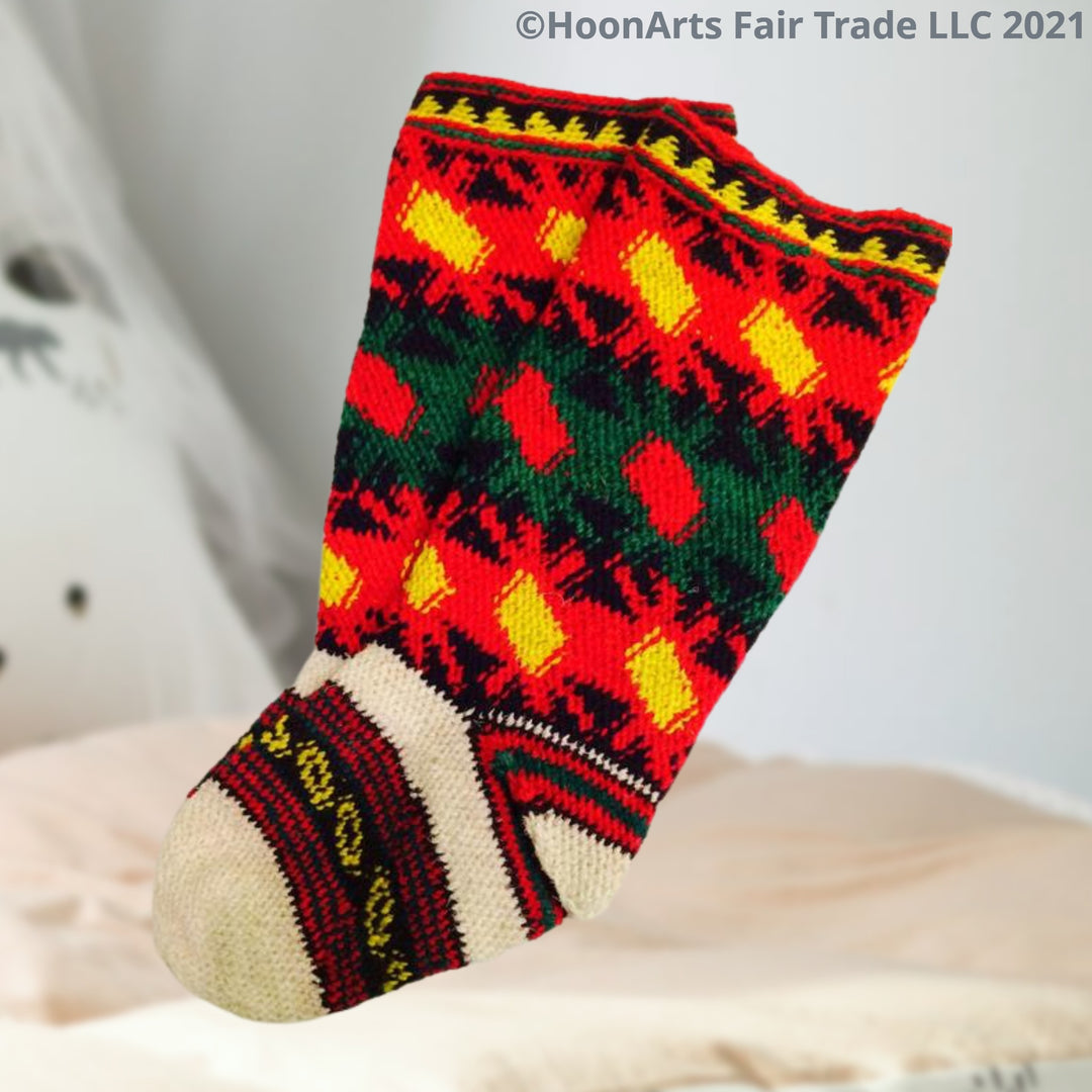 Pamir Slipper Socks ("Jurab"), Hand Spun Wool Yarn - Fair Trade - HoonArts - 1