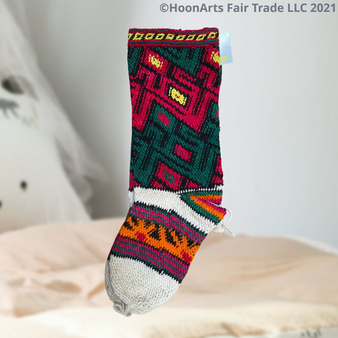 Pamir Slipper Socks ("Jurab"), Hand Spun Wool Yarn - Fair Trade - HoonArts - 11