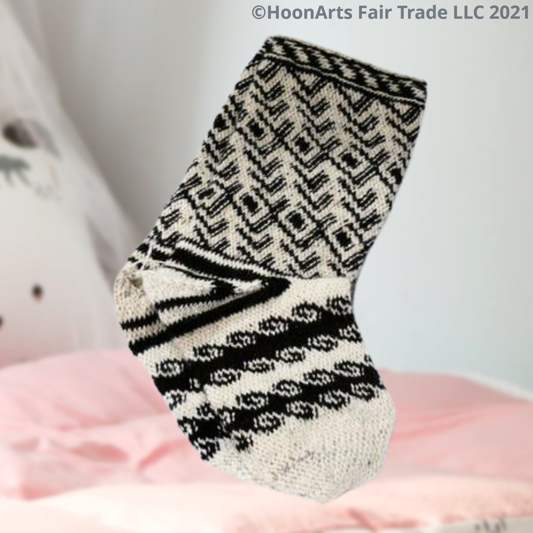 Pamir Slipper Socks ("Jurab"), Hand Spun Wool Yarn, Natural Colors-Fair Trade - HoonArts - 6