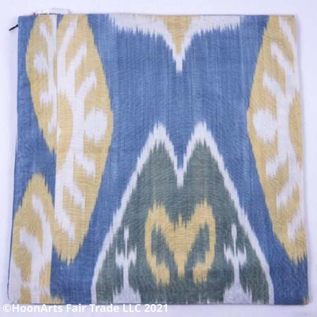 Ikat and Suzani Embroidery Pillow Cover, "Chorkona" (Four Rooms) - HoonArts - 2