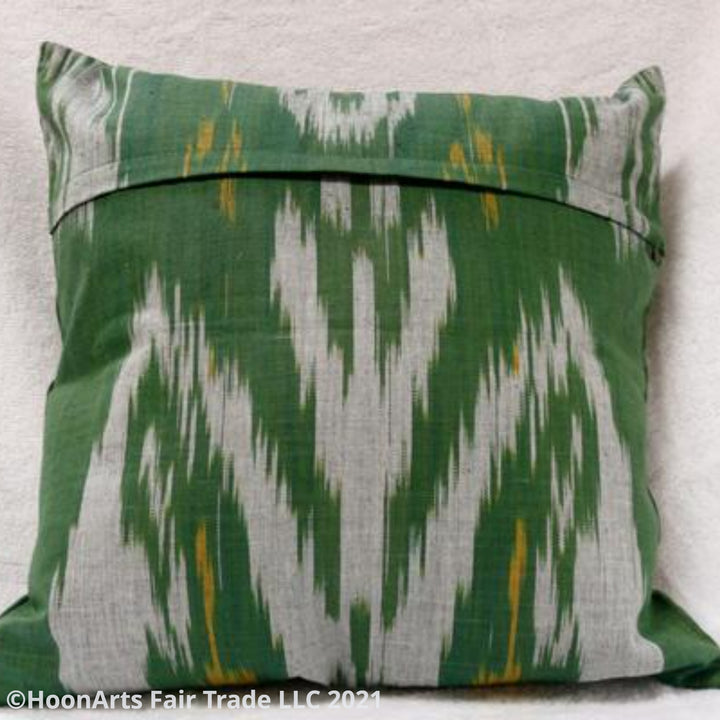 Ikat and Embroidery Pillow Cover, "Kurok" (Patchwork), - HoonArts - 5