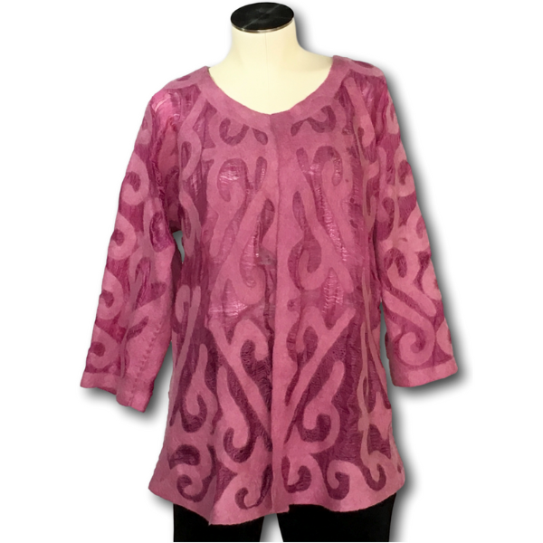 Pink Felted Silk Jacket from Kyrgyzstan