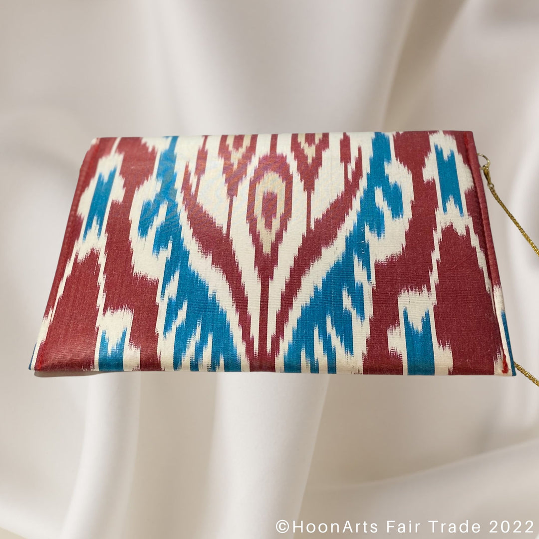 Red, White & Blue Ikat Clutch back view