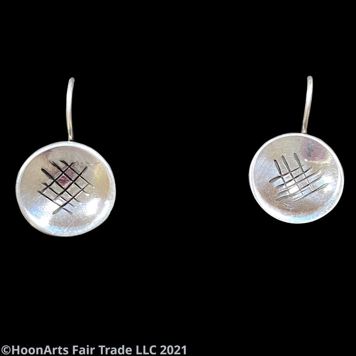 Small Round Silver Disc Earrings from Krygyzstan-"Mirgul" 3