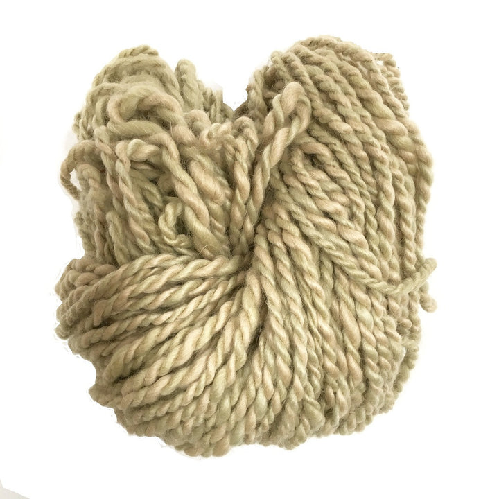 Hand Spun Mohair Yarn - Beige & Light Green Variegated - HoonArts - 1