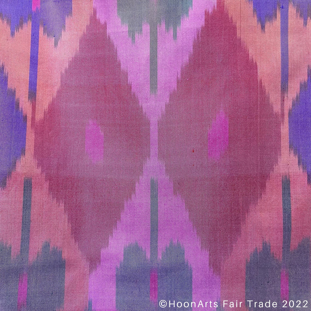 All Silk Purple Diamonds Ikat Scarf Warm Accent closeup pattern
