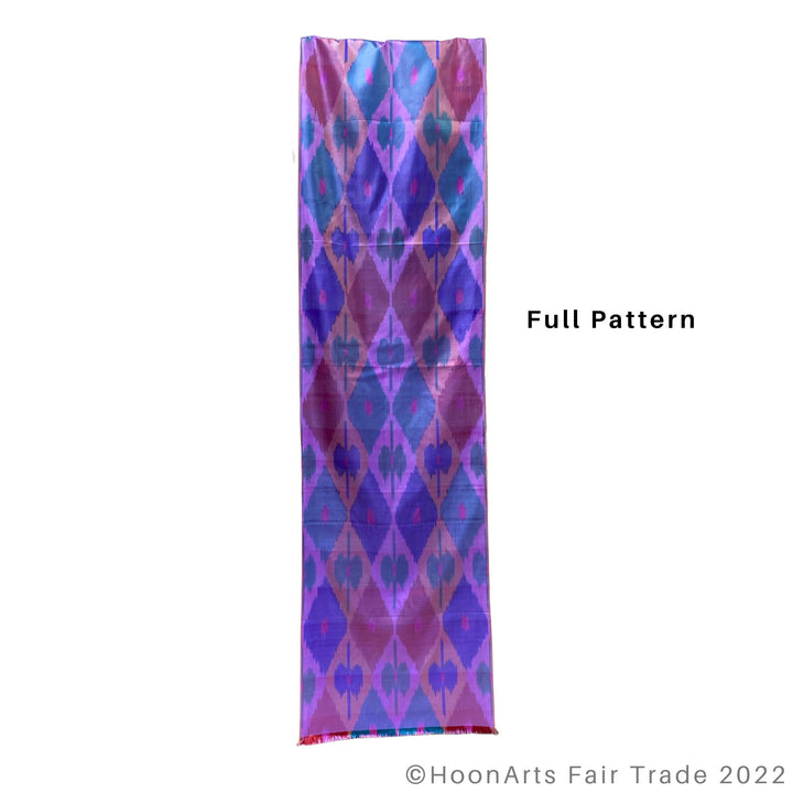 All Silk Purple Diamonds Ikat Scarf Warm Accent full pattern