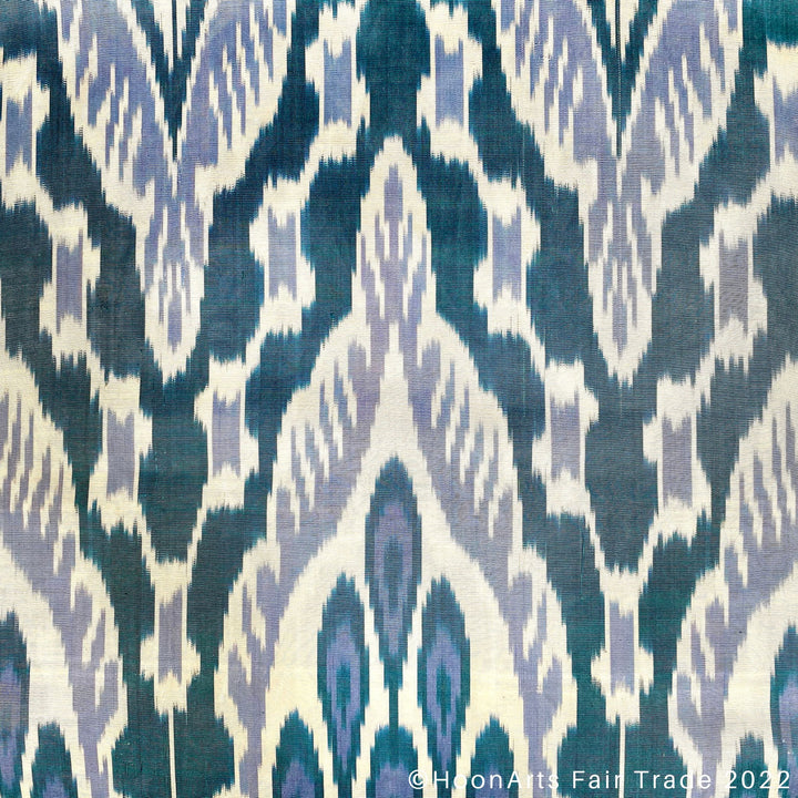 Blue, White & Teal Ikat Scarf closeup Ikat Scarf pattern