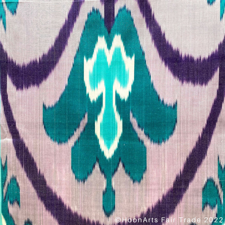 Teal & Purple Ikat Scarf closeup pattern