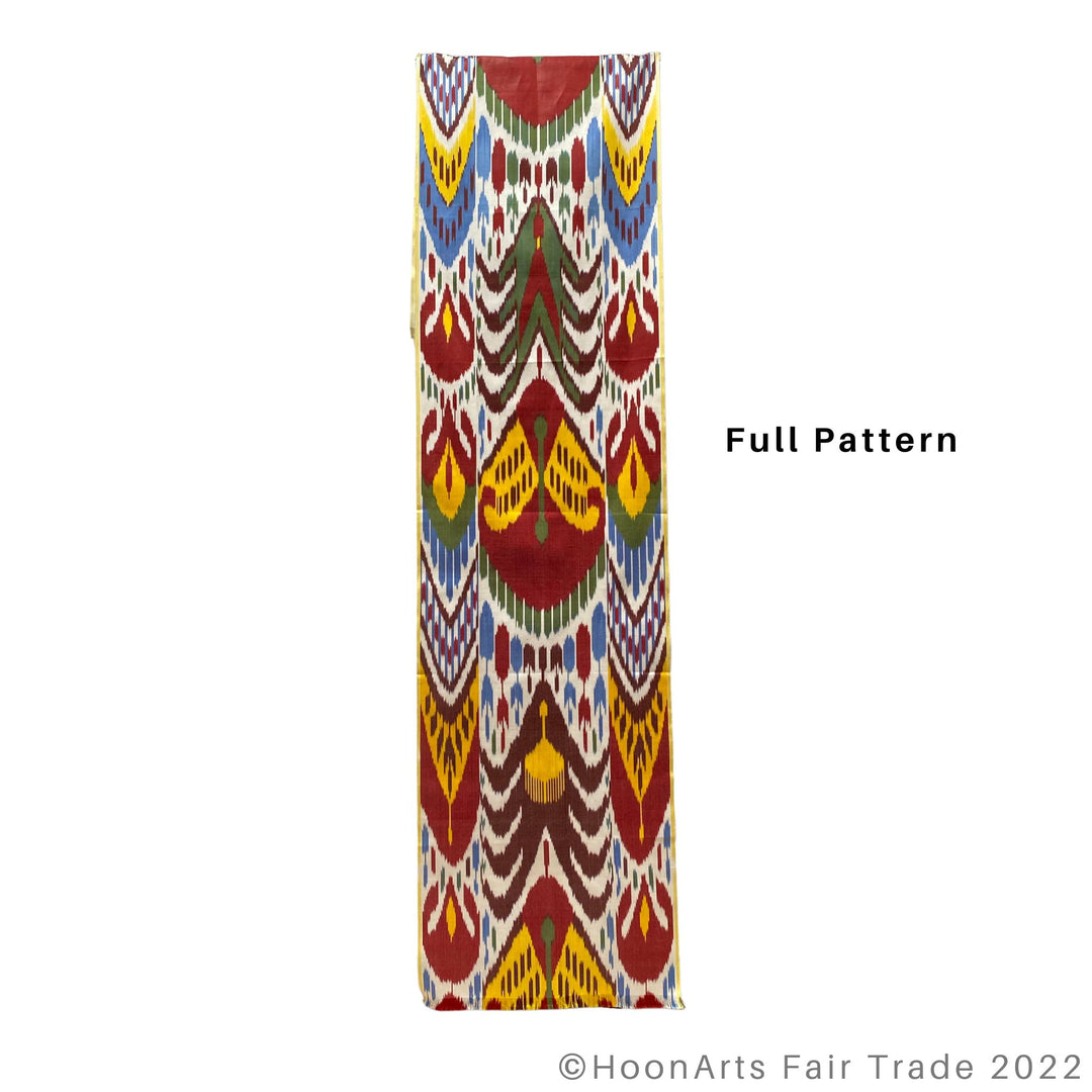 Red, Blue, Yellow and Green Ikat Scarf full pattern