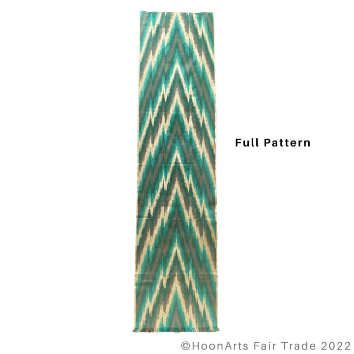 Turquoise & Grey Arrow Handwoven Ikat Scarf full pattern