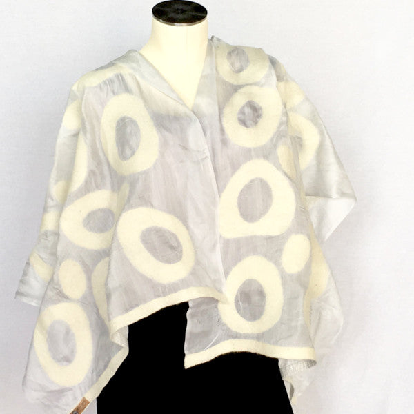 White on White Kyrgyz Felted Silk Scarf from Seven Sisters